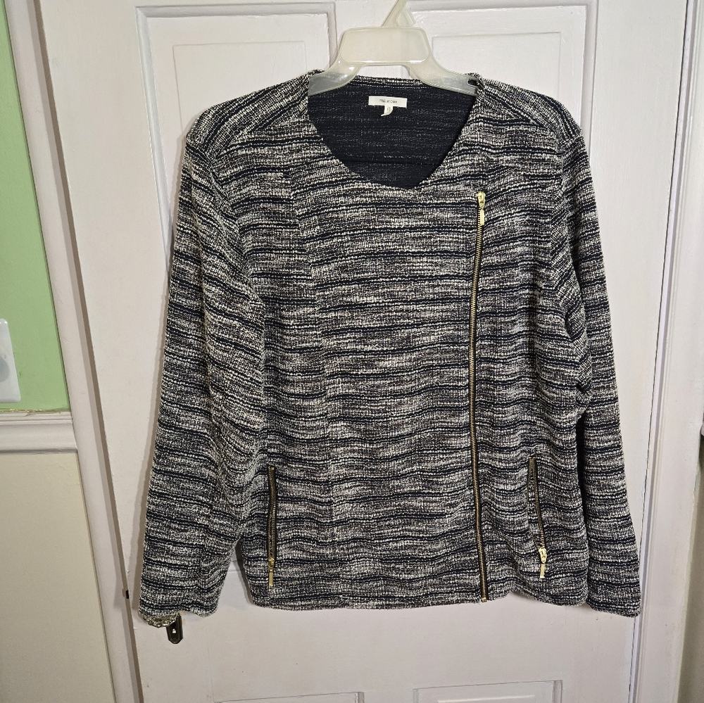 Maurices Blue and White Striped Blazer Size XXL